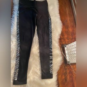 PINK black silver glitter leggings